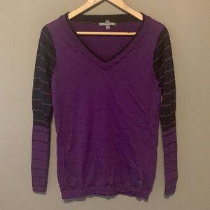 Smartwool purple and black v-neck wool sweater.  Size medium